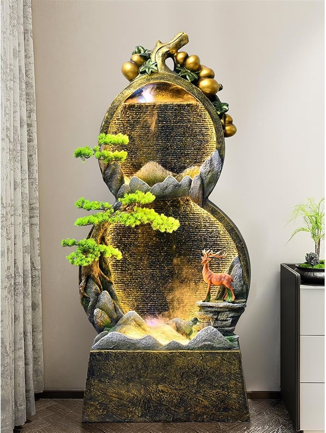 Outdoor Fountain Chinese Rockery Gourd Water Circulation Decoration, Living Room Office Courtyard Fountain(L) image number 1
