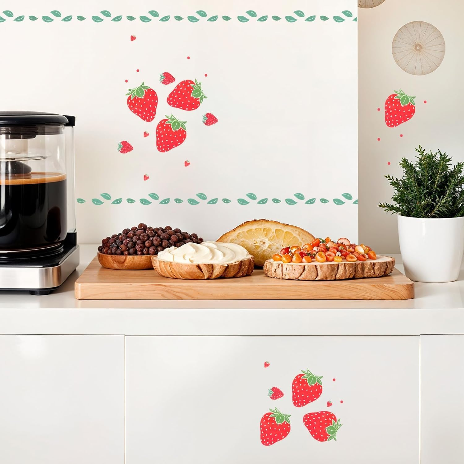 Fokmuaex Strawberry Wall Decals - 4 Sheets Removable Smooth Surface Wall Stickers with Durable Adhesive, Easy to Apply Charming Room Decor for Bedroom, Nursery, Kitchen image number 5