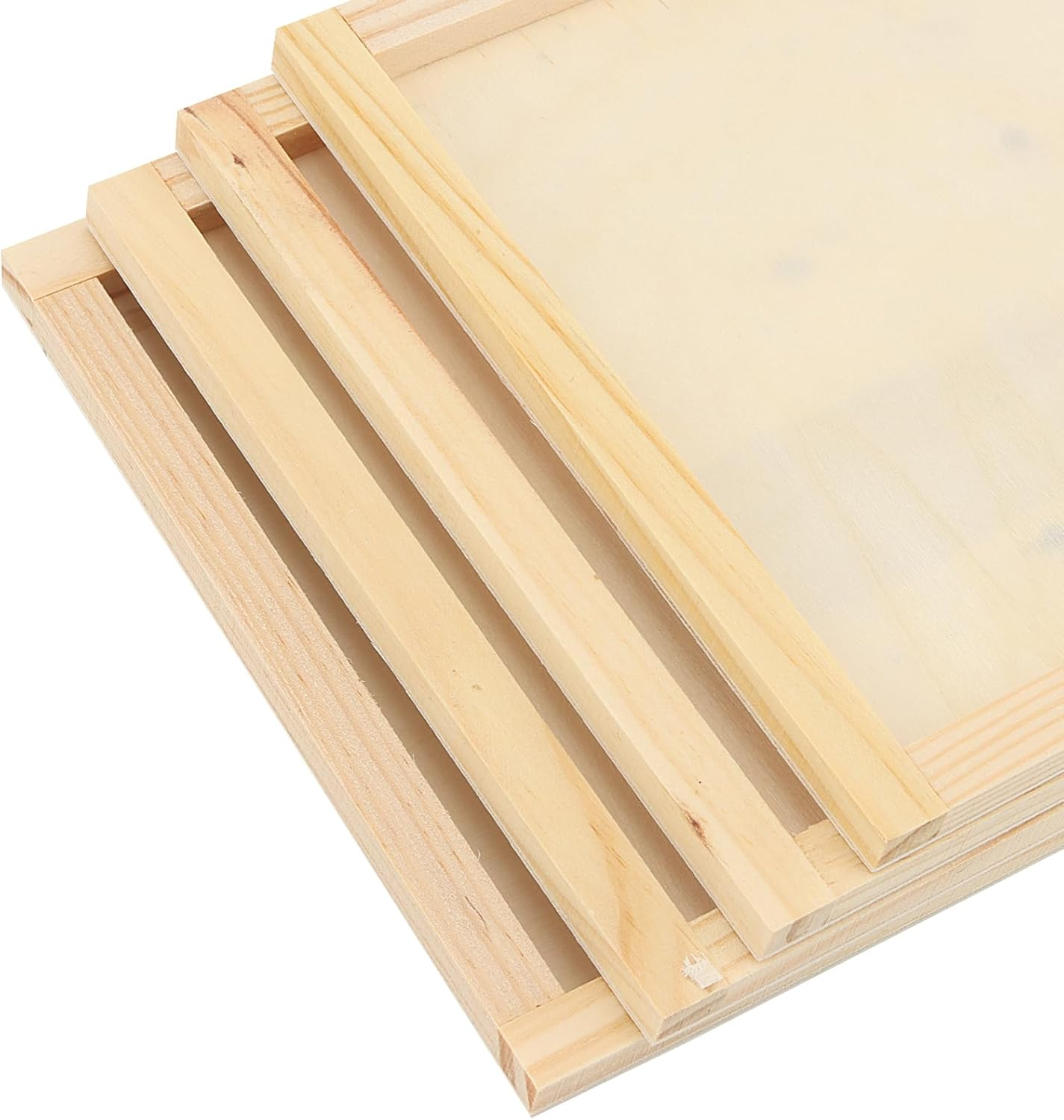 MANCHAP 12 Pack 15 X 15Cm Wood Canvas Panels, Square Wooden Canvas Board, Unfinished Cradled Wood Panels for Painting, Drawing Art Crafts image number 4