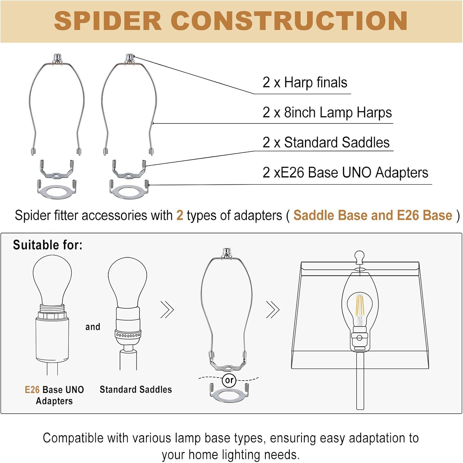 Square Lamp Shade, Large Beige Linen Lampshade, Top 7"X12.5", Bottom 9"X15", Height 9.8", Rectangular Lamp Shade With1 Shade Bracket,2 Adapters, Fits Table,Floor and Wall Lampshade, Easy Install image number 1