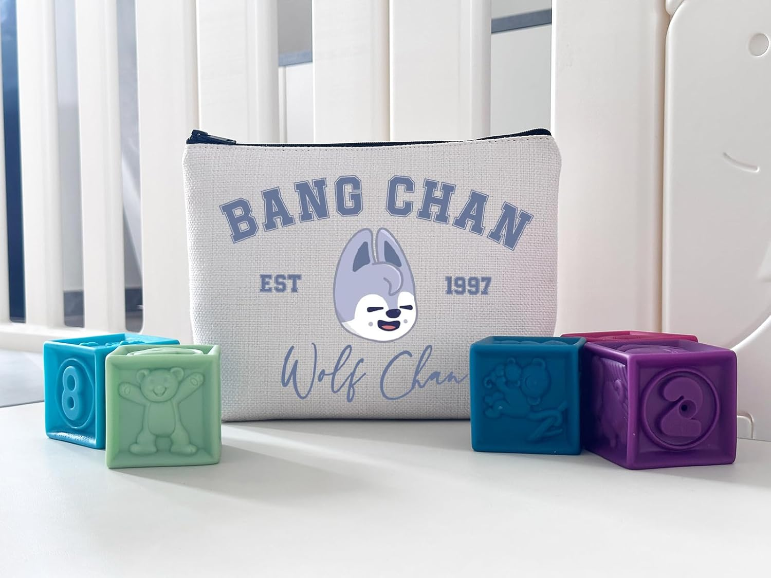 Korean Pop Gift K-Pop Group Merch Kpop Boys Group Est 1997 Wolf Chan Makeup Bag K-Pop Music Lover Gift, Wolf Chan Bag Eu, Cosmetic Bag with Printing image number 4