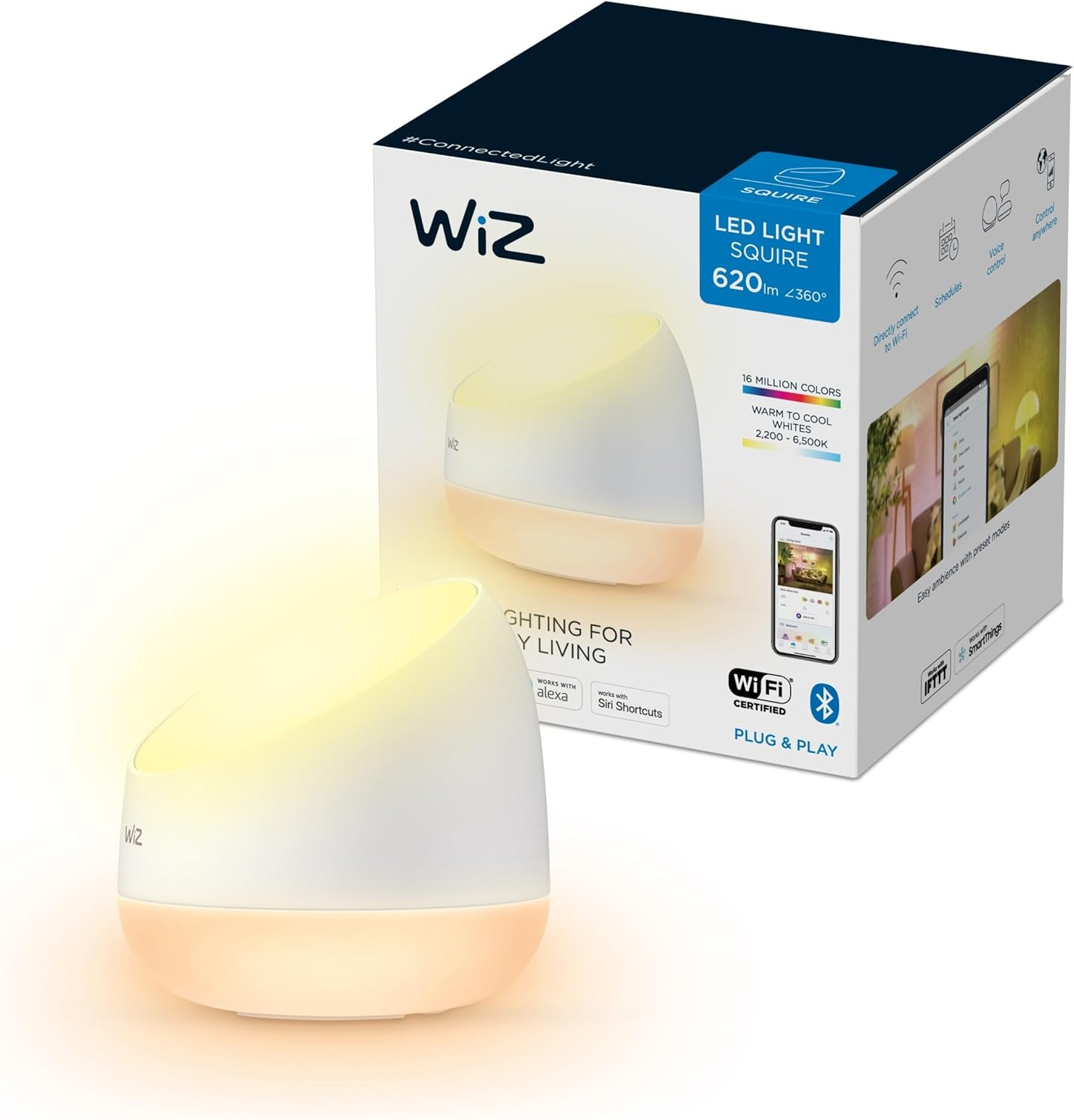 Wiz Squire Smart Table Lamp White Smart Home Lighting for Indoor Tables image number 1