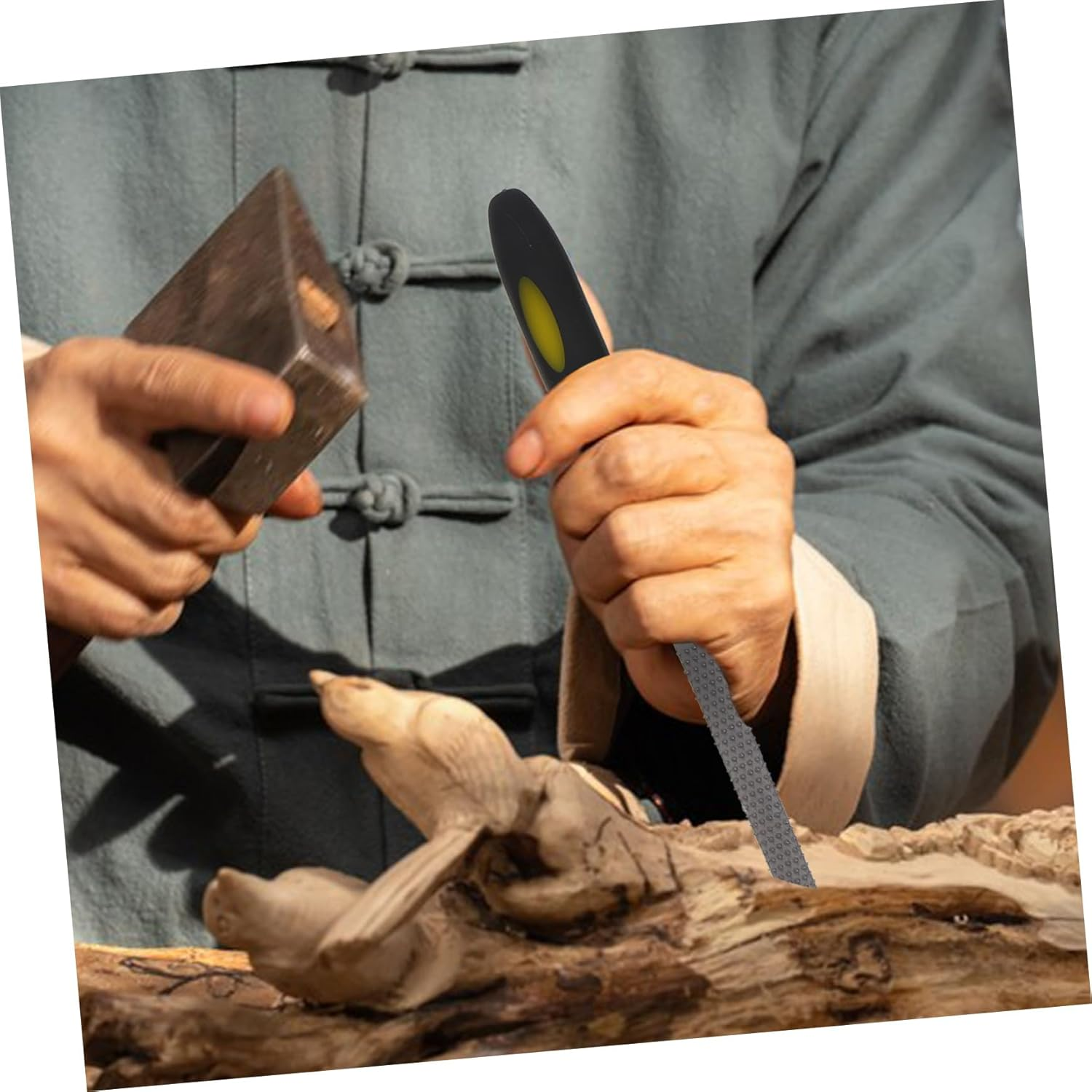 SEWACC 6Pcs Wood Rasp File Set Mini Hand File Tool for Woodworking Coarse Rasp-Cut Teeth Comfortable Grip