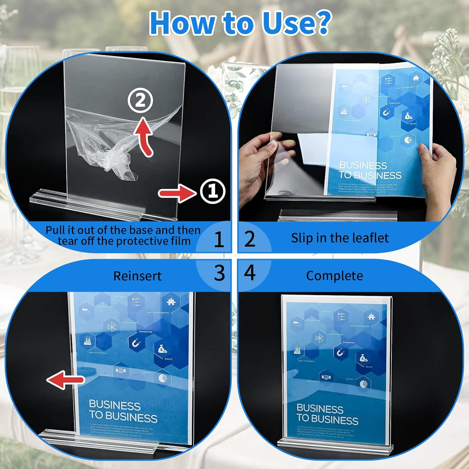 5 Pack Sign Holder, Clear T-Shape A5 Table Top Display Stand, Double Sided Holder for Menu Display, Paper Desk Display Stand, Upright Poster Holder for Promotion Leaflet Exhibition Pictures (5) image number 5