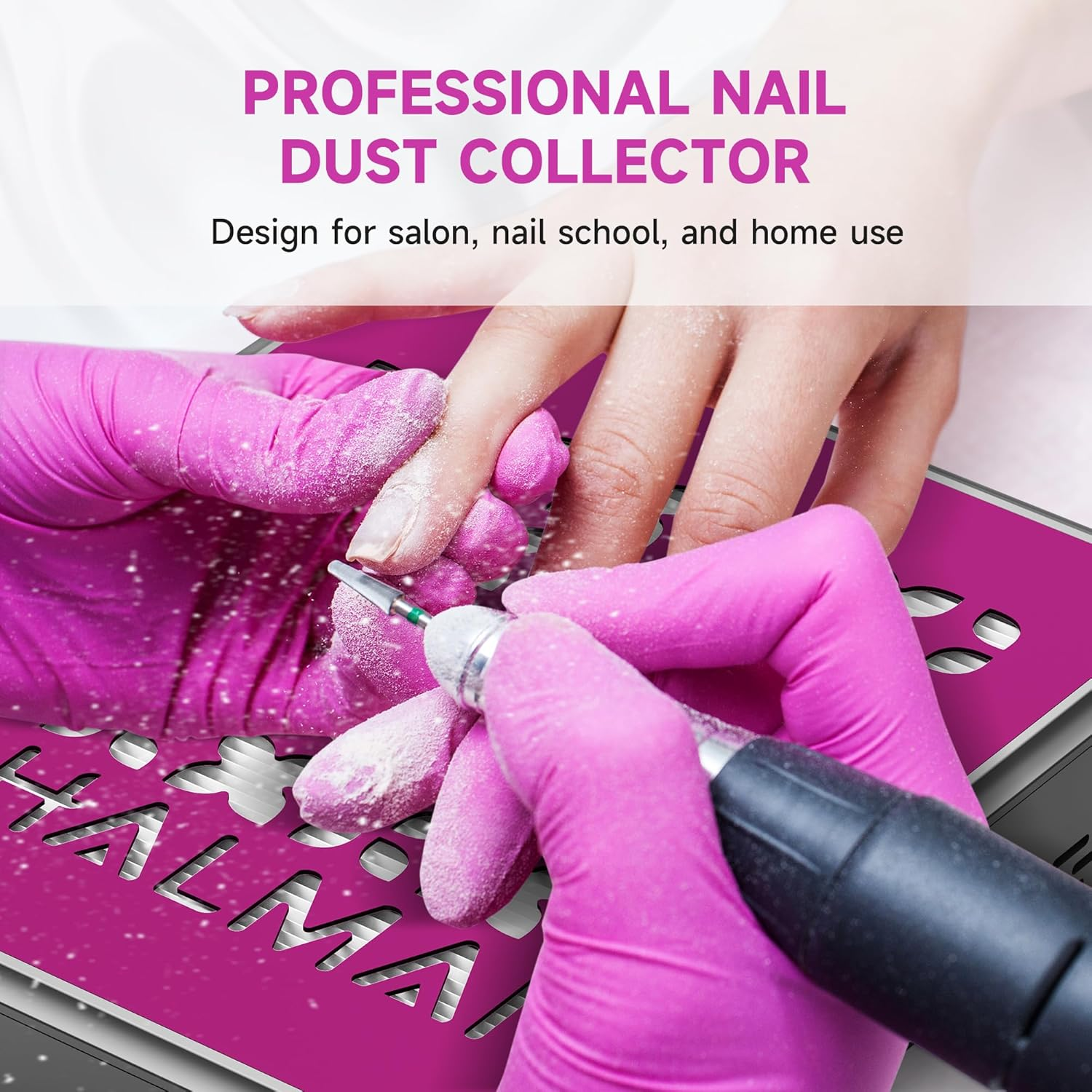 HALMAI Nail Dust Collector - 800Pa Suction & 50K RPM Brushless Motor for Acrylic Nails, Compact Beginner-Friendly Salon Tool with Reusable HEPA Filter (Salon & Home Use) image number 2