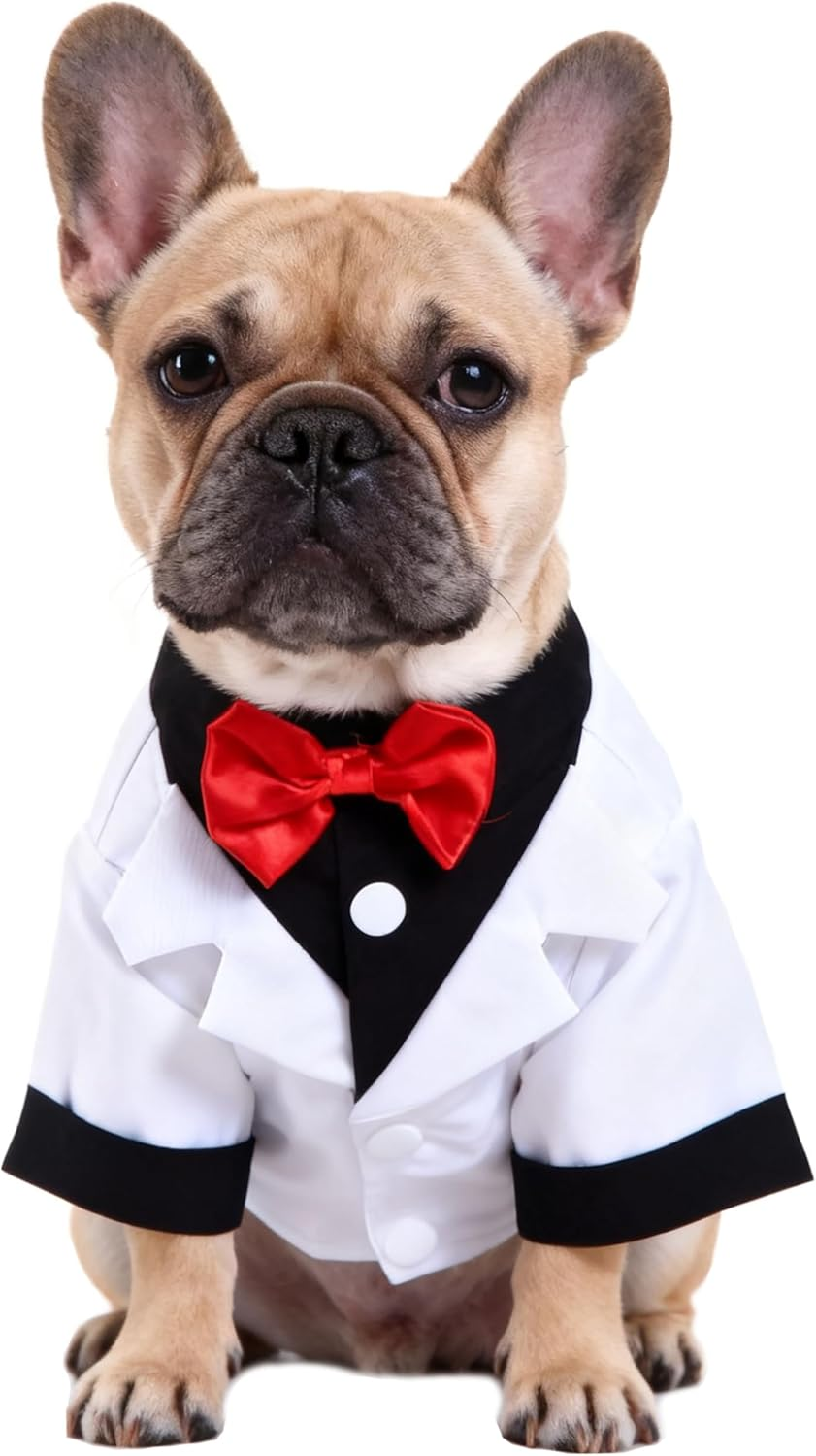 Black, White, Blue Dog Shirts for Wedding, Puppy Tuxedo, Dog Formal Wear, Doggie Tux, Suit and Tie Costume Blue Medium