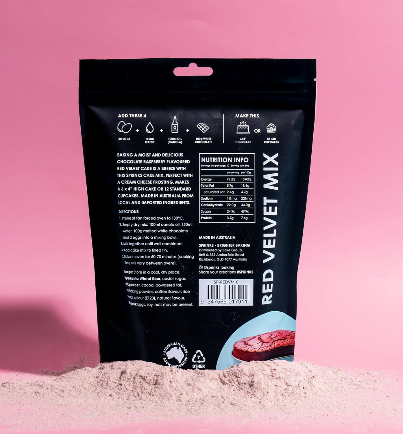 Sprinks Red Velvet Cake Mix 500 G image number 1