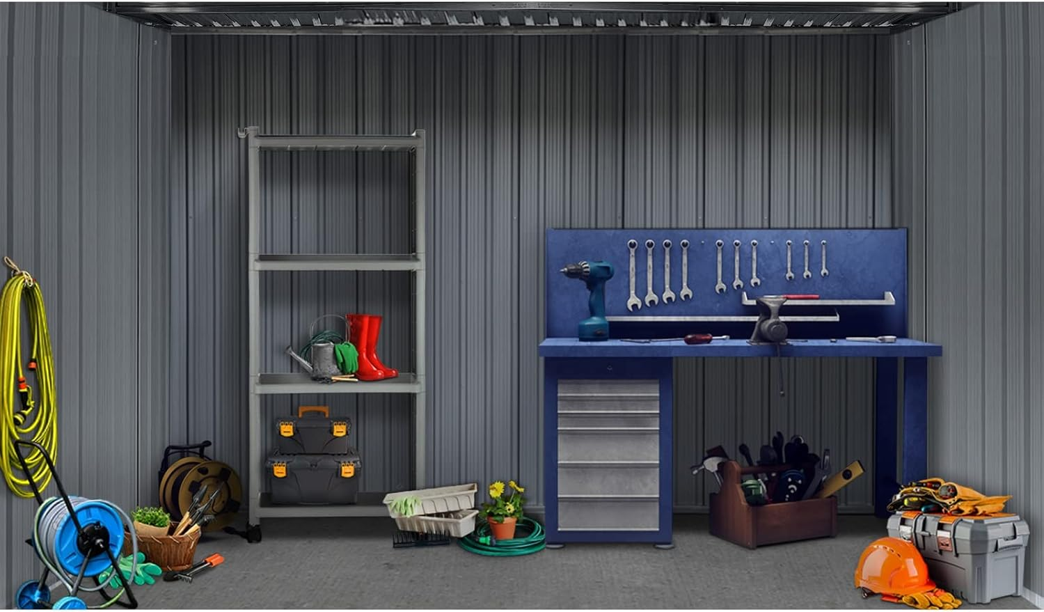 Livsip Outdoor Storage with Metal Base and Lock 2.57 X 2.05M Garden Shed - With Base image number 6