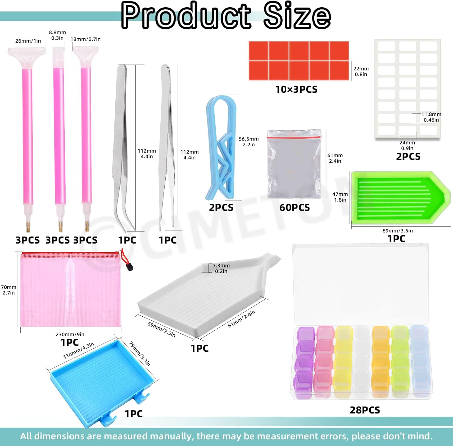 Cimeton 117Pcs 5D Diamond Painting Accessories Includes Diamond Painting Pen, 28 Grids Diamond Embroidery Box, Big Trays, Tweezers, Label Sticker Paper, Clips, Glue Clay and Seal Bag for Art Craft image number 5