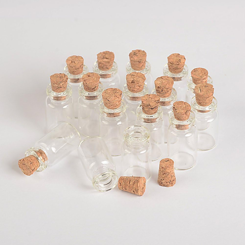 1Ml Mini Glass Bottles Vials with Cork Empty Tiny Transparent Bottle Jars 100Pcs Glass Bottles with Cork Stopper image number 5