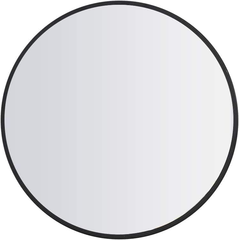Levede Wall-Mounted Mirror round Shaped 60Cm, Black Circle Bathroom Makeup Wall Mirror with Smooth Edge M Size, Black round Mirror Steel Frame for Living Room, Bathroom, Wall, Entryway, Black image number 3