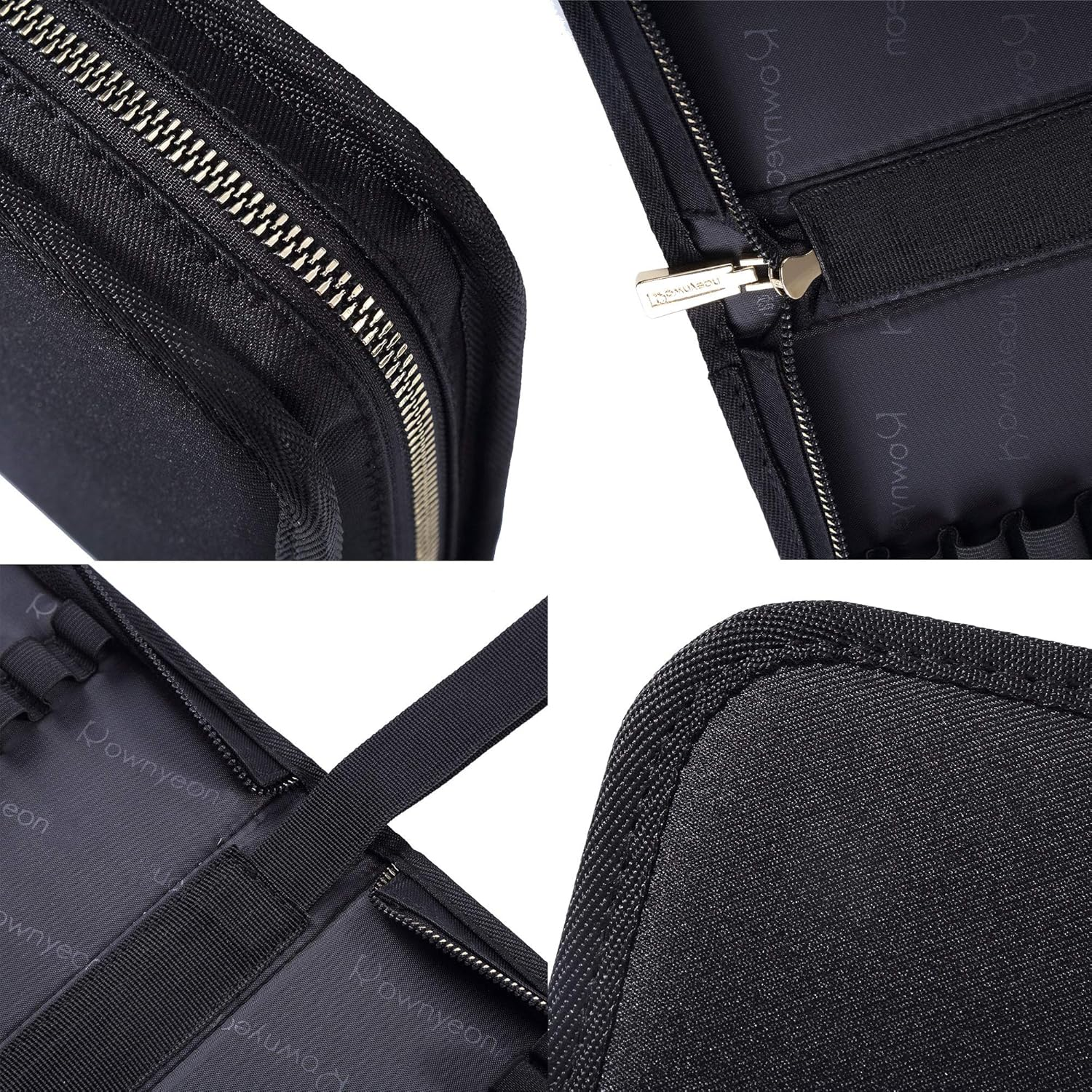 ROWNYEON Portable Lipstick Tester Case Lipstick Stock Case Holder Organization with Carrying Handle Lipstick Makeup Bag (26 Slot Golden Zipper Black) image number 3