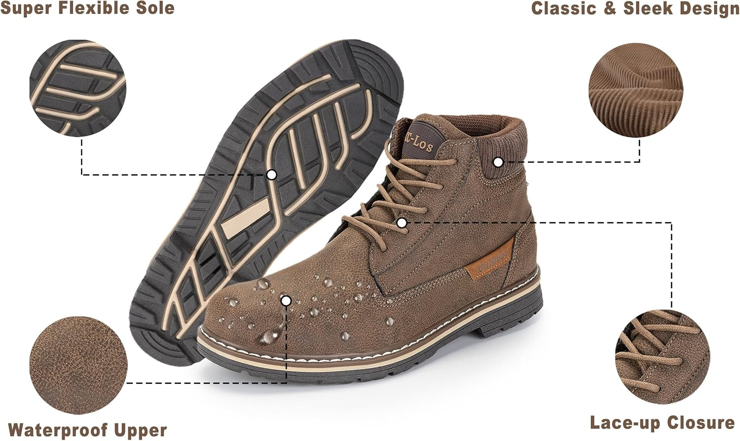 Cc-Los Men'S Hiking Boots Casual Chukka Boots Water-Resistant Work Ankle Boots for Men Size 8-14 image number 6