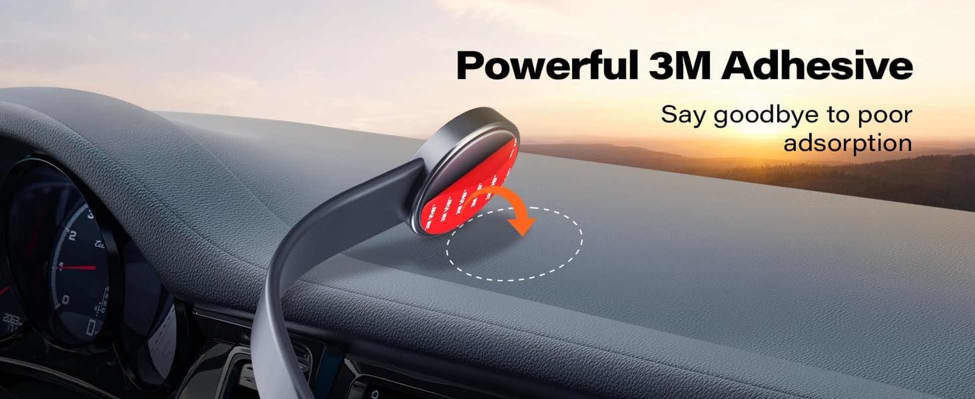 A2C Universal Magnetic Car Mount [2000G N54 Magnets & Metal Ring] for Iphone 16 15 14 13 12 Magsafe Case, Ultra Strong Magnet Dashboard Windshield 360&deg; Rotatable Phone Holder - Black