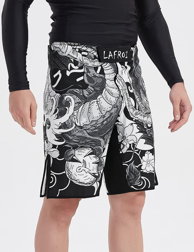 LAFROI Men'S MMA Cross Training Box Shorts Trunks Fight Wear with Drawstring and Pocket image number 2