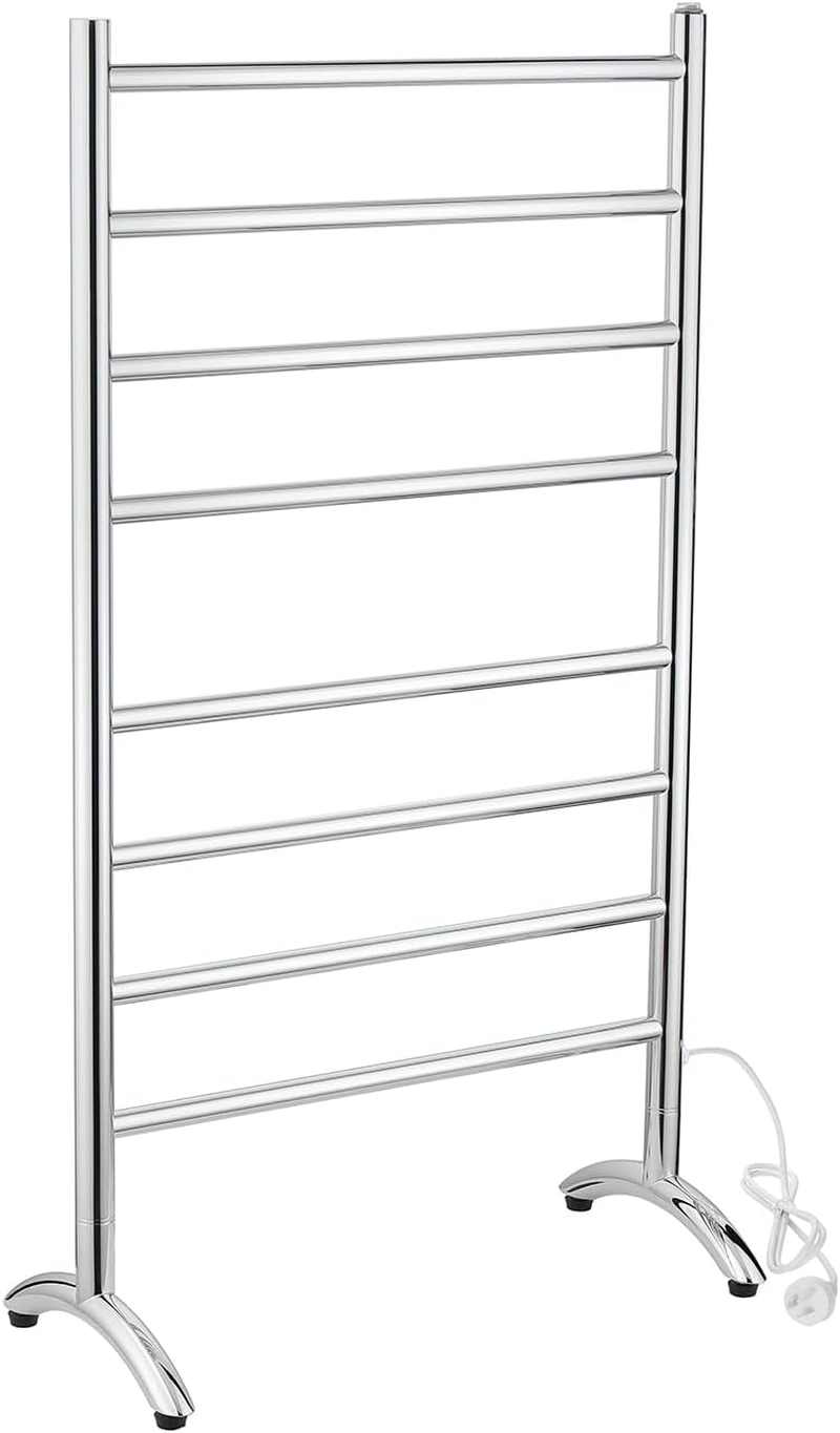 Decaura 6-Bar Freestanding Heated Towel Rail, Electric Towel Warmer with Square Tube Design, IP55 Waterproof, Stainless Steel, 600Wx795Hx300D Mm