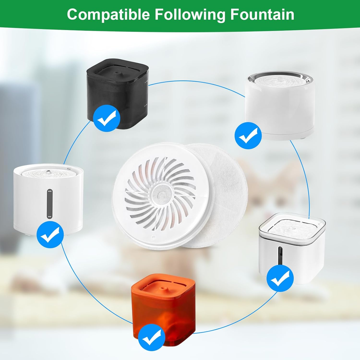 Upgraded Filter Units 3.0 for PET Cat Water Fountains E Versweet 2S/3/3 Pro,E Versweet Solo/Solo SE, Replacement Filters (10 Pcs) image number 6