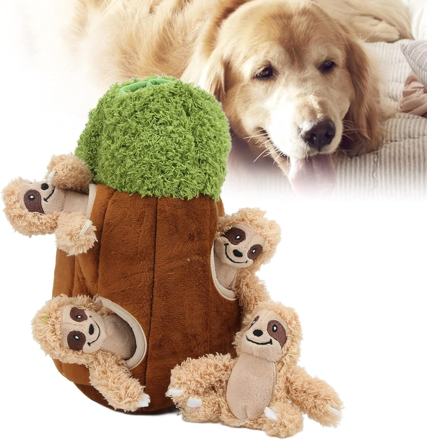 Delightful Sloth Hideaway Puzzle Toy Interactive Squeaky Seek and Find Game for Dogs Stimulating Plush Toy for Smart Pups Perfect for Solo or Interactive Play Sessions image number 4