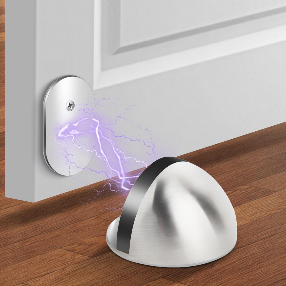 NILLOS Magnetic Door Stoppers, 4 PCS Floor Mounted Half Moon Door Stops for Home, Office, Wall Door Protection (1.77X0.98 In) image number 4