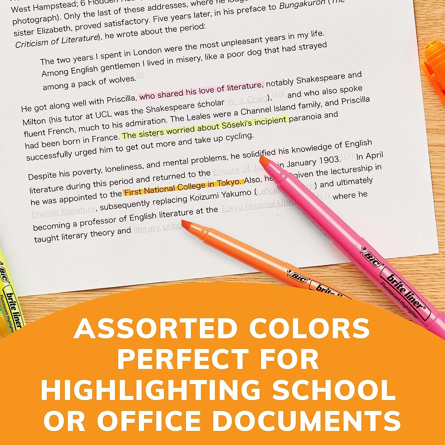 BIC Brite Liner Highlighters, Chisel Tip, Assorted Colors, 5-Count image number 3