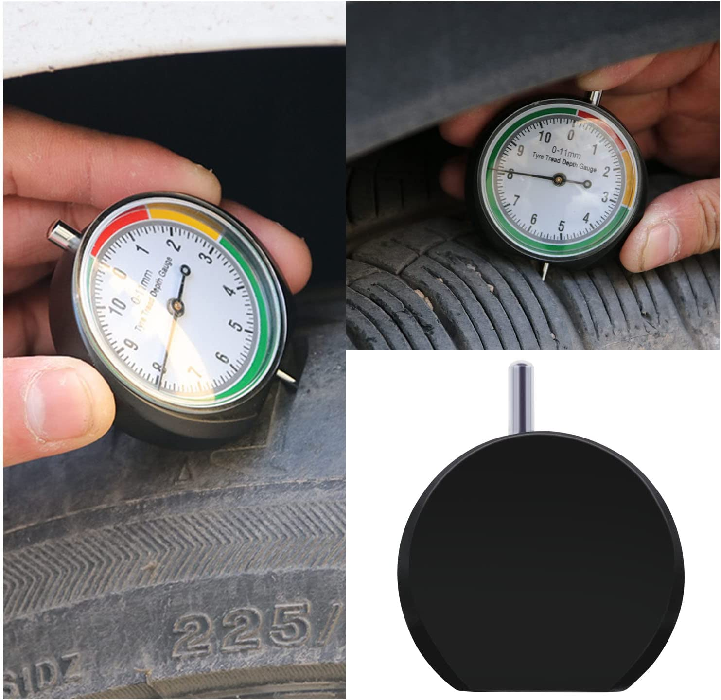 SING F LTD Professional Dial Type Tyre Tread Depth Gauge Portable Wheel Tyre Measurement Tool Range 0-11Mm for Cars Motorcycles Trucks Off-Road Vehicles image number 2