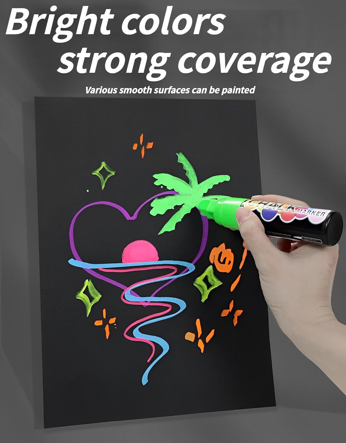 Color Liquid Chalk Markers 8Pcs, 15Mm,Water-Based Ink, Easy to Wipe, No Dust, Suitable for Glass, Ceramics, Mirrors and Other Smooth Surfaces, Great Choice for Whiteboards, Windows and DIY Crafts image number 3