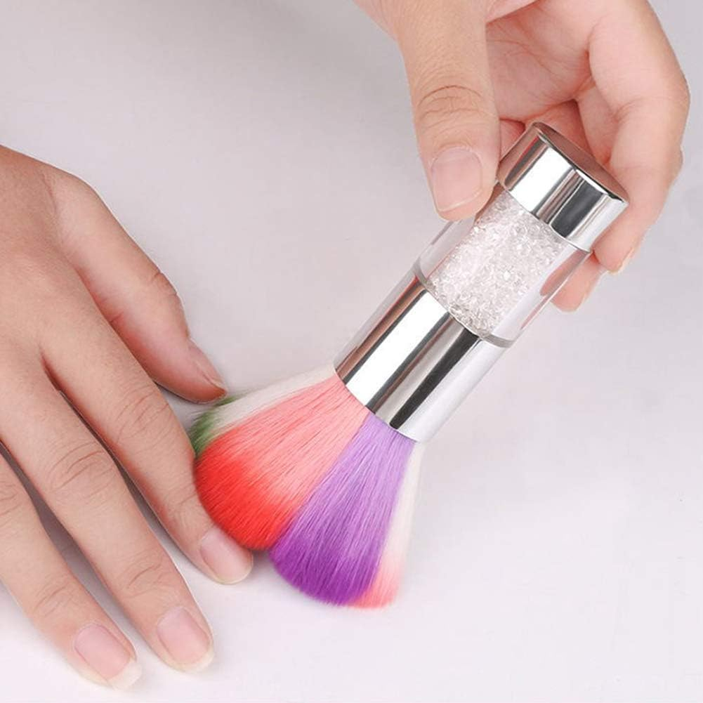 Nail Brush Nails Dust Cleaner Acrylic Colourful Makeup Brush Cleaning Dust Brush Nail Art Tools (Silver) image number 5