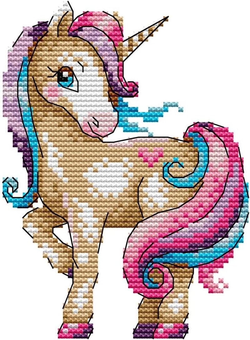 Cross Stitch Kits, Awesocrafts the Magical Unicorn Animals Easy Patterns Cross Stitching Embroidery Kit Supplies Christmas, Stamped or Counted (Unicorn, Counted) image number 2