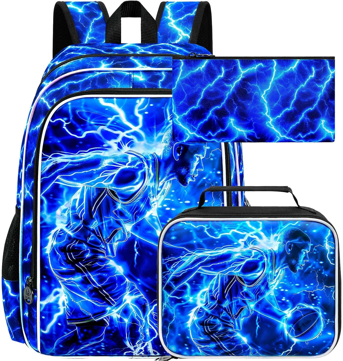 'ZLYERT 16'' Boy Backpack, 3Pcs Dinosaur Gamer Car Bookbag for Elementary Preschool Toddler, Kids Backpacks with Lunch Box'