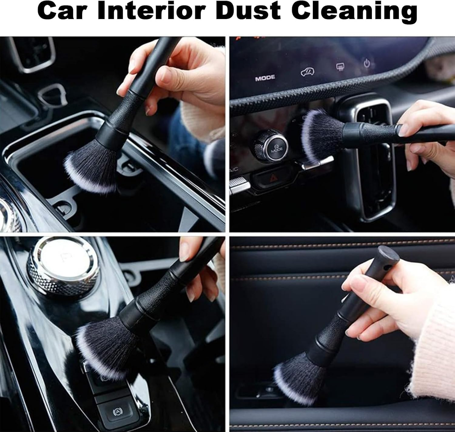 Pack of 2 Detailing Brushes, Car Cleaning, Car Brush Interior, Car Brush Exterior, Cleaning Brush Car, Dust Brush, Wet and Dry Use, for Automotive Interiors, Furniture, Keyboards (17 + 24 Cm) image number 4