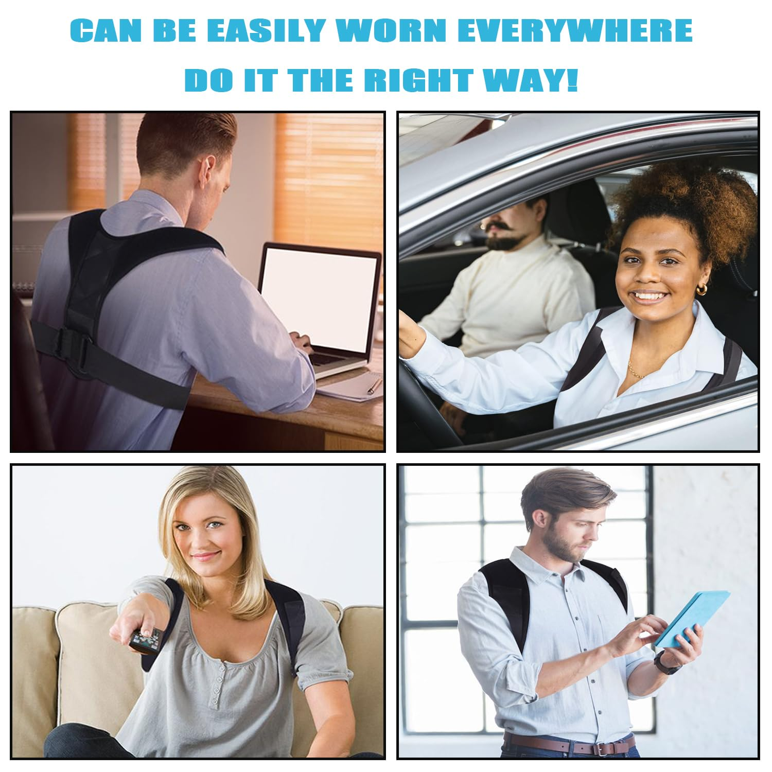 Lxcshljx Back Brace Posture Corrector, Adjustable Breathable Posture Corrector Support Strap, Upper Back Shoulders Straightener Support Belt, Clavicle Supportive Brace for Improve Hunchback Posture(M)