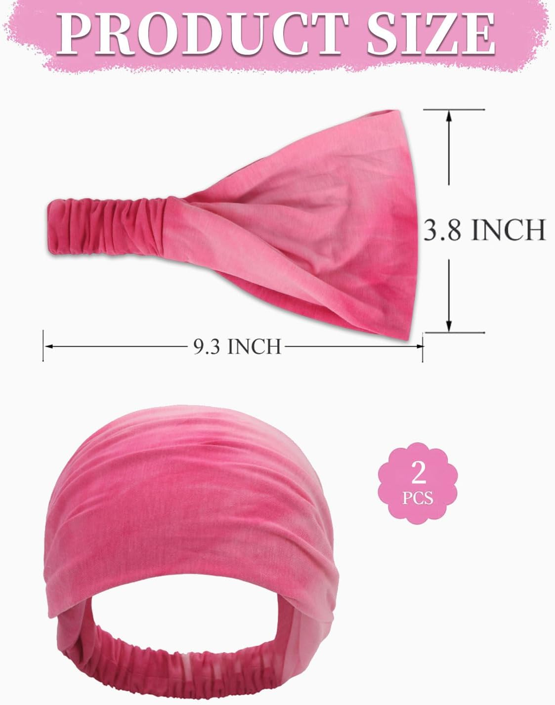 KGDUYC Sports Headband - Pack of 2 Yoga Headbands, Wide Headband, Elastic Hair Scarves, Soft Running Yoga Hair Bands for Women and Girls image number 3