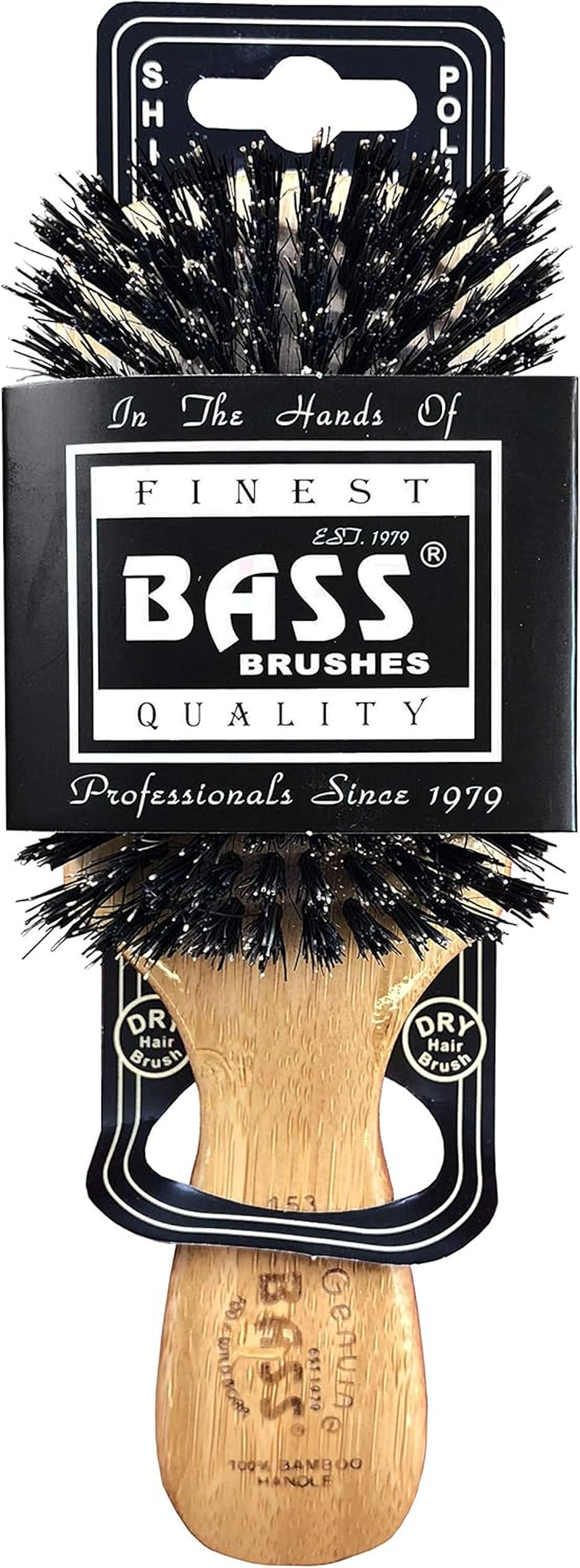 Bass Brushes 100% Wild Boar Bristle Classic Men'S Club Style Hair Brush, with 100% Pure Bamboo Handle, Shines, Conditions, and Polishes. Model #153