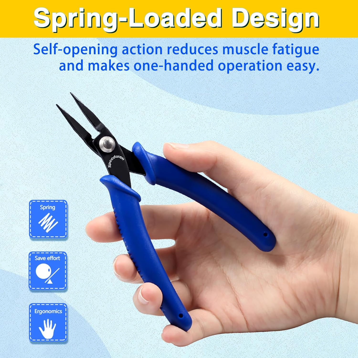SPEEDWOX Mini Flat Nose Pliers Micro Chain Nose Pliers Needle Nose Pocket Plier Small Smooth Jaw Precision Miniature Fine Pliers Jewelry Making Tool, High Carbon Steel, Blue, 5.5" Chain Nose image number 6