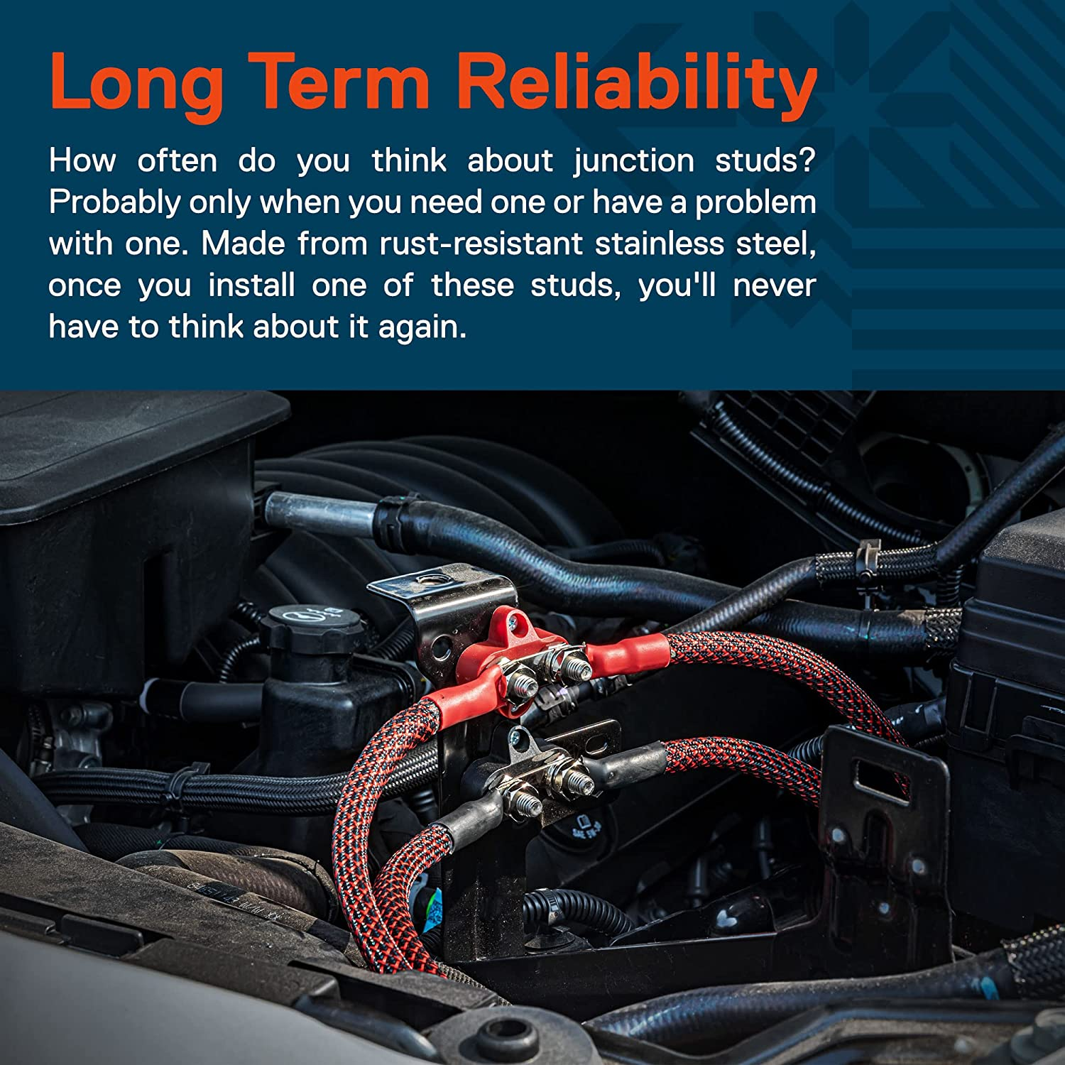 Battery Power Distribution Terminal Block Set [M8 Dual Studs W/Bus Bar] [Max 48V DC 80 Amp] Positive/Ground Insulated Junction Post for Auto Marine Car Trailer RV Boat - Black + Red image number 6