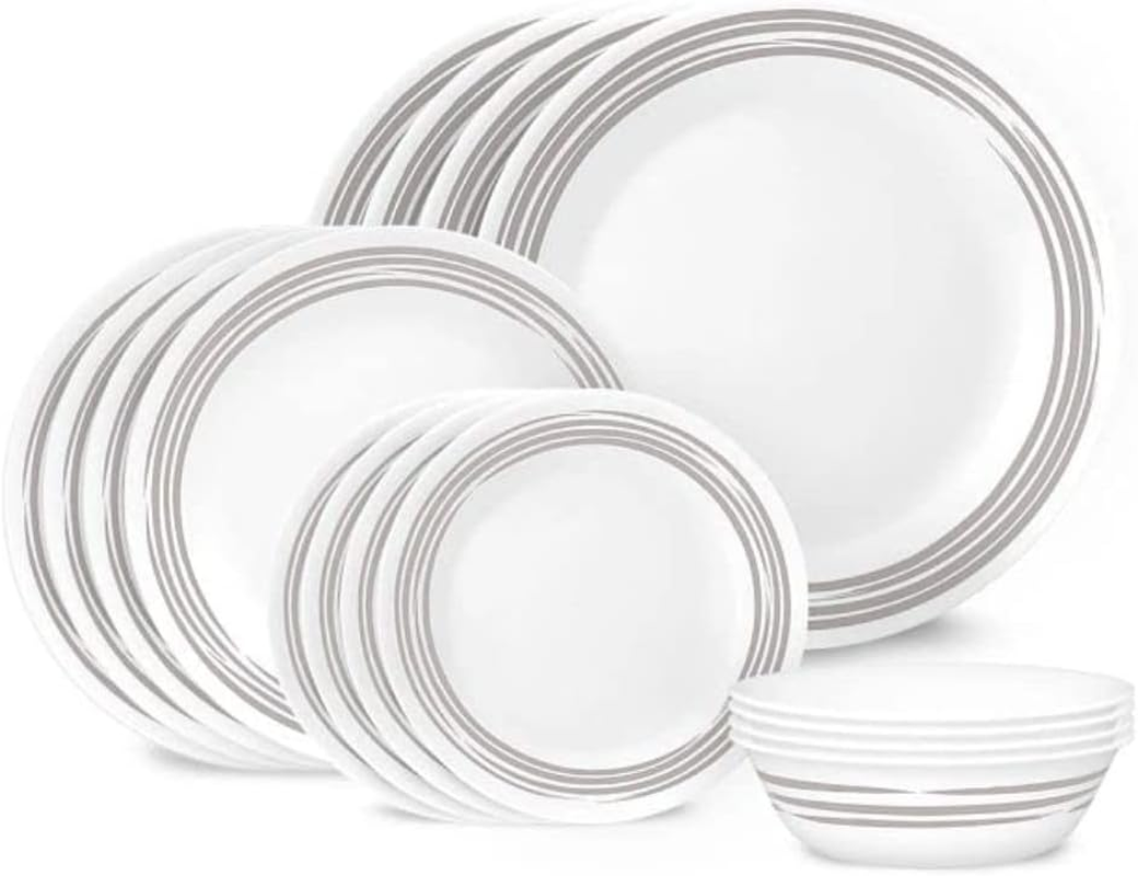 Corelle Classic Dinnerware Set, 16 Piece Set, Brushed Silver image number 1