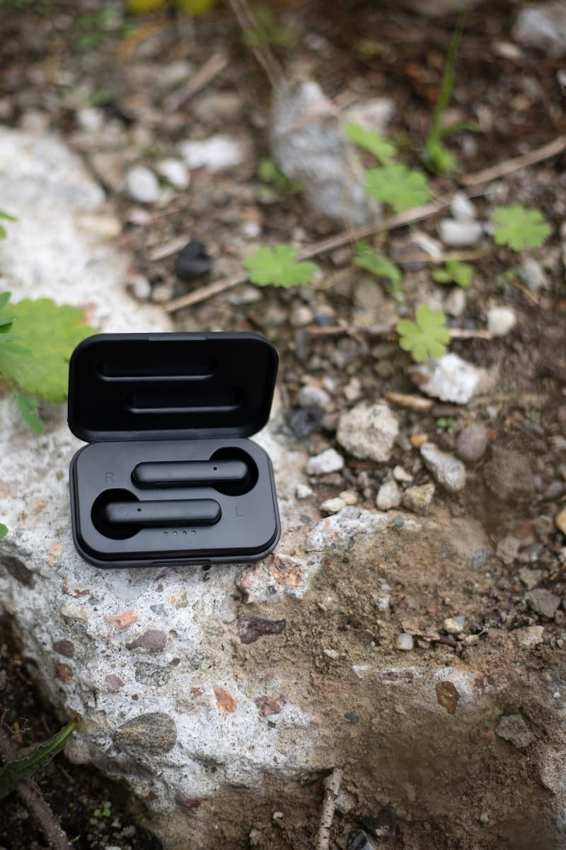 FOREVER TWE-110 EARP Bluetooth Headphones with Charging Bag, TWS Touch Control, Integrated Microphone, In-Ear Earphones, Wireless Headset with Power Bank (Black) image number 2