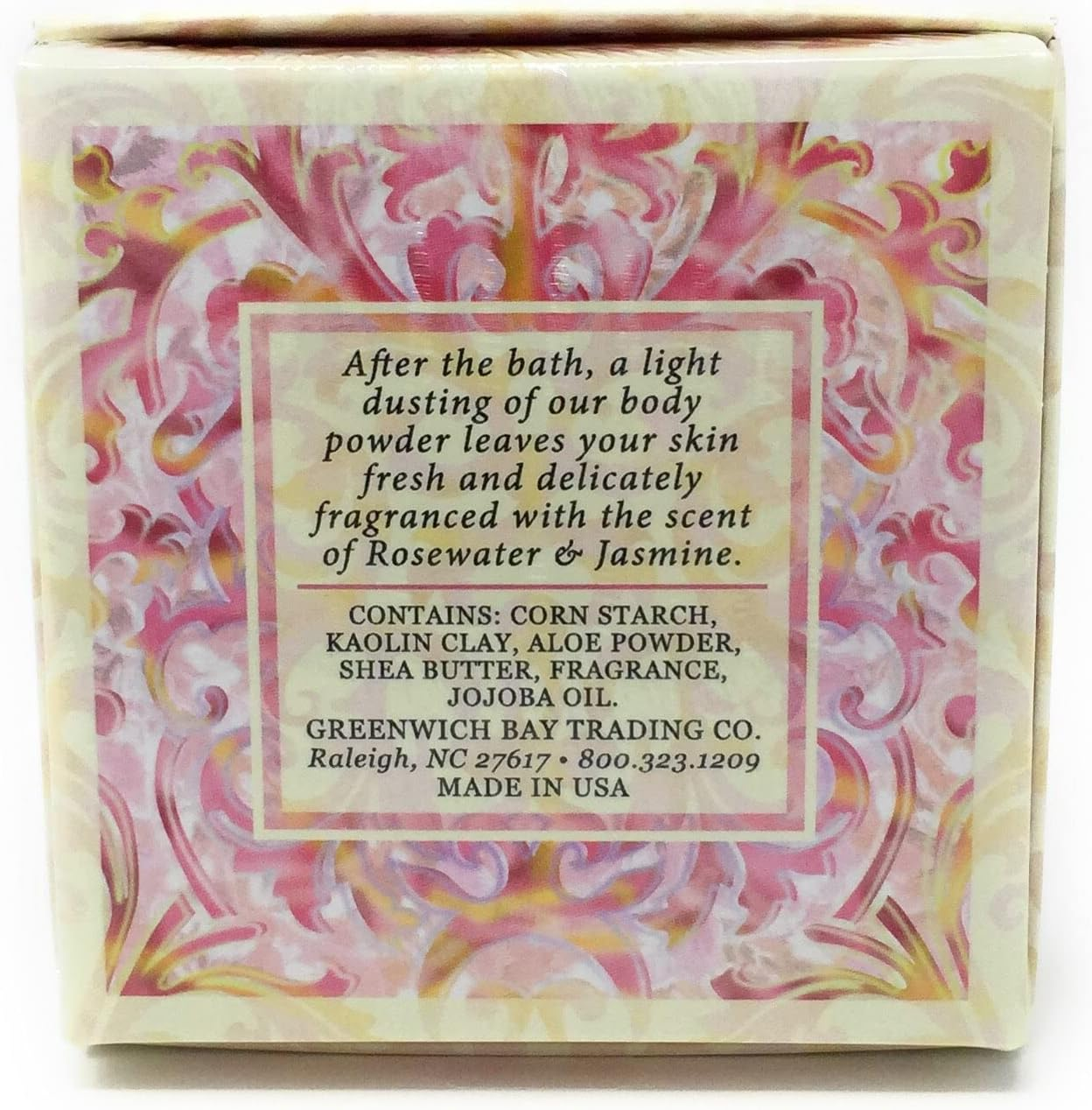 Greenwich Bay Trading Co. Dusting Powder, 4 Ounce, Rosewater & Jasmine
