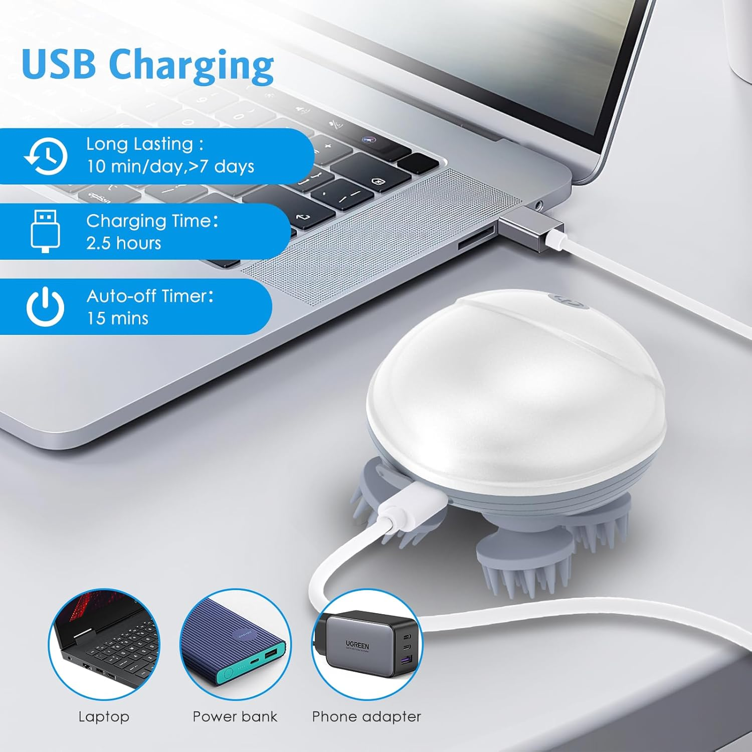 Olipiter Upgraded Handheld Electric Pet Massager for Dogs and Cats (White), Electric Scalp Massager image number 2