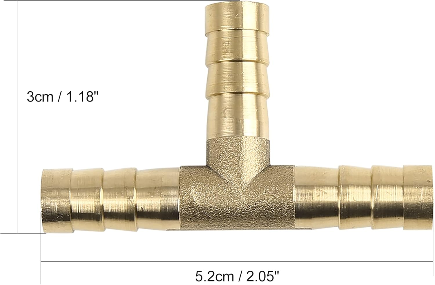 X AUTOHAUX 8Mm Hose Barb Brass 3 Way Tee Connector Adaptor for Air Water Gas Oil Pipe 5Pcs image number 5