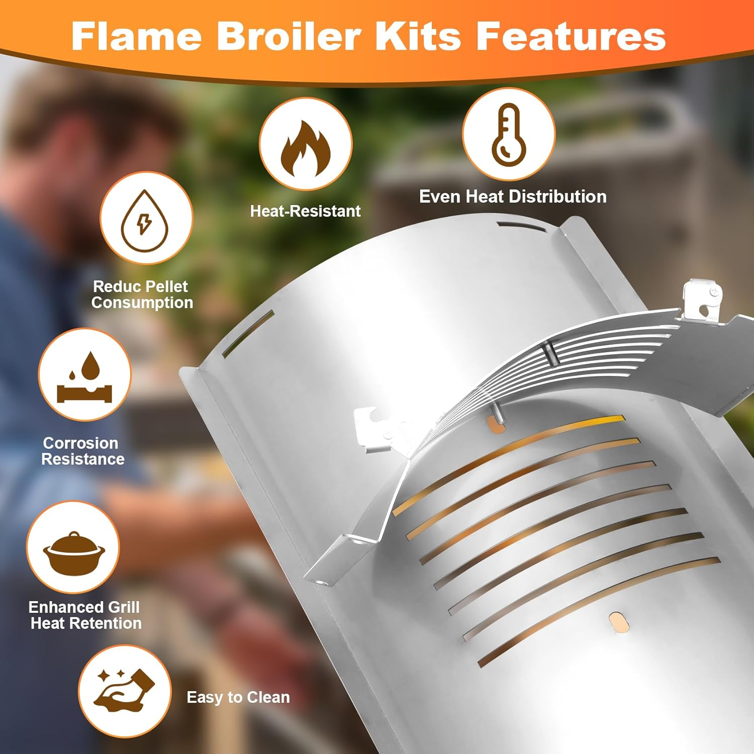 Flame Broiler Kit for Pit Boss Smoker Grill PB820 PB850 PB820D3 Series, Flame Broiler Slide Cover and Bottom Kit with Two Side Adjusting Handle, Pit Boss Smoker Grill Replacement Parts image number 6