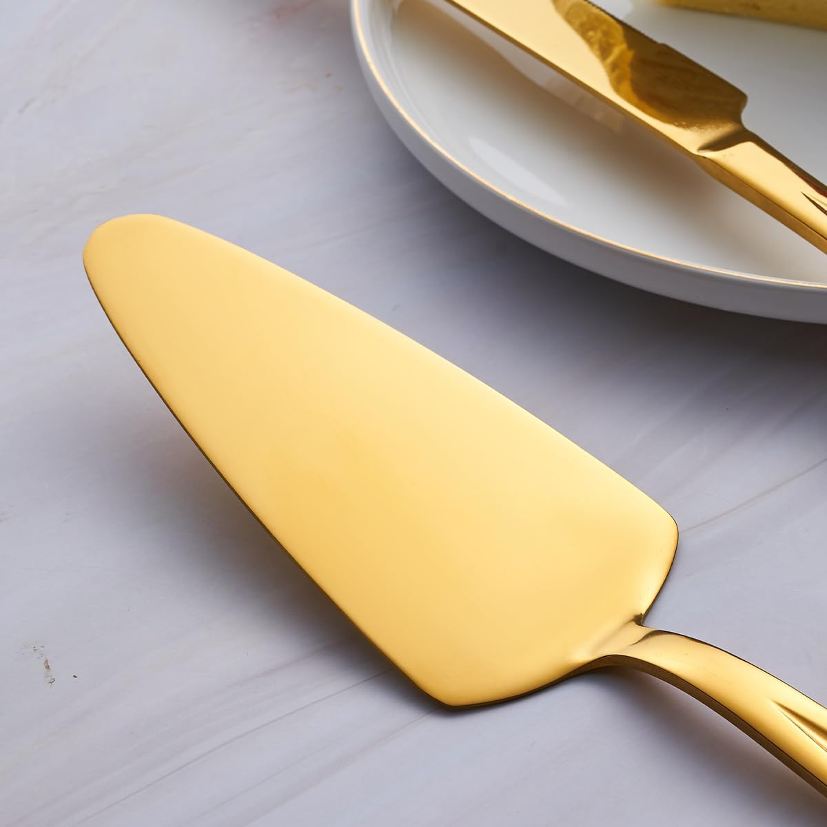 Gogeili Gold Cake Knife and Server Set, 33Cm Stainless Steel Cake Cutting Set, Pie Cutter Set for Wedding, Birthday, Parties, Anniversary image number 2