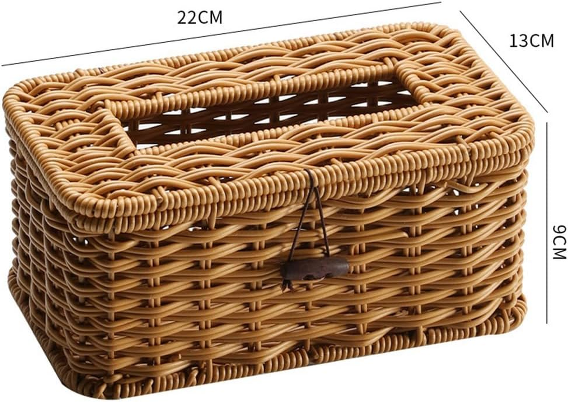 Elqater Rattan Rectangular Tissue Box Cover - Boho Decorative Woven Tissue Holder,Vintage Farmhouse Tissue Dispenser for Home Easy to Use image number 5
