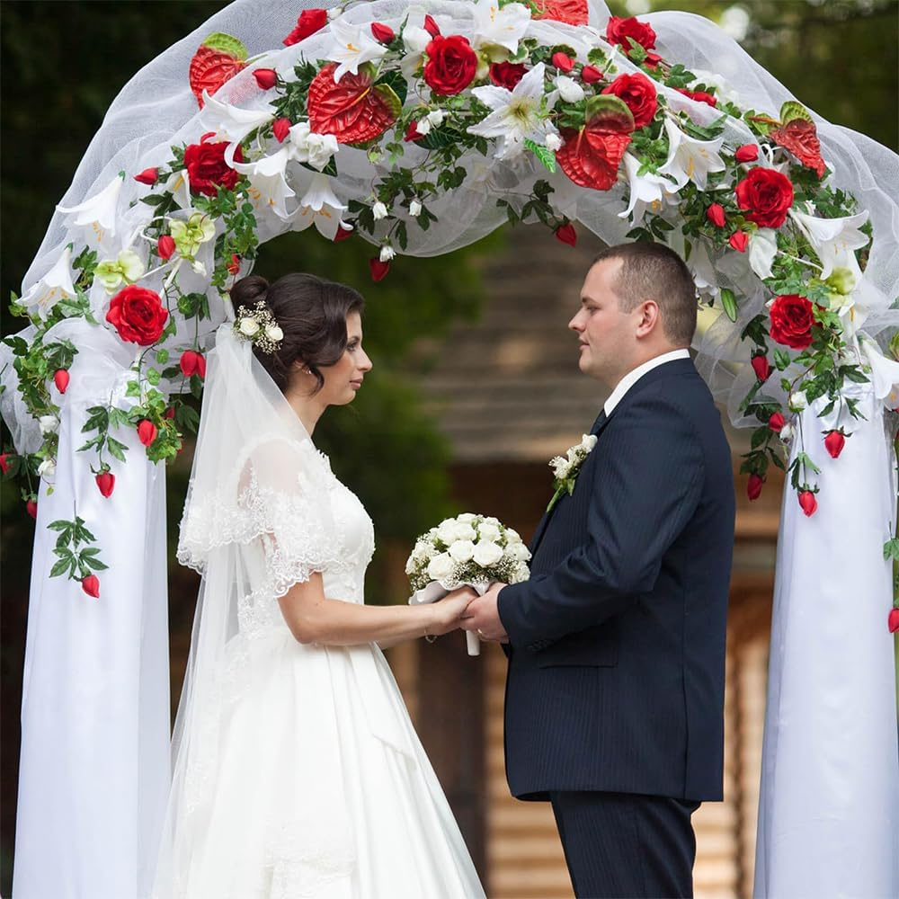 Metal Garden Arch, Garden Arch Trellis for Climbing Plants, Assemble Freely 2 Sizes for Wedding Climbing Plant Roses Vines Bridal Party Decoration (Black) image number 4