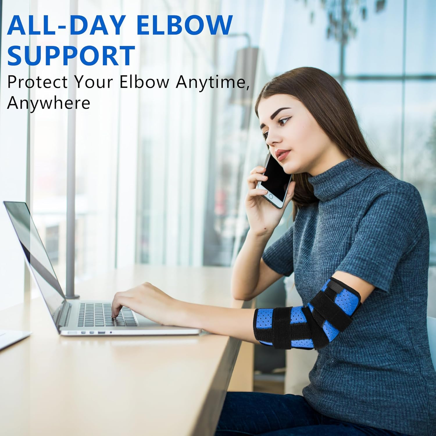 Elbow Brace with 3 Removable Splints for Cubital Tunnel Syndrome, Ulnar Nerve Pain, Stroke Recovery & Arm Injury, Adjustable Night Immobilizer for Men & Women, Left & Right Arm Support image number 2