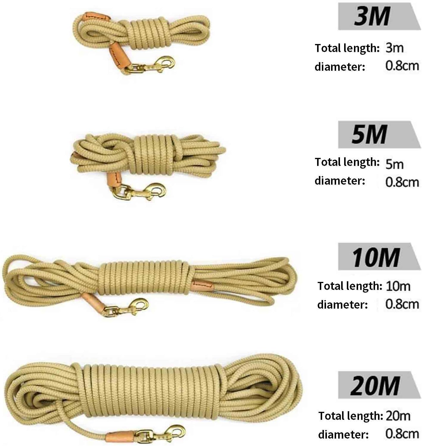 Rope Harnesses Dog Lead Dog Leads for Large Dogs for Medium Dogs Dog Leash Hook Long for Small Dogs Buckle Drawstring Hook and Loop Load Bearing Wear Resistant Nylon (Brown,10M) image number 6