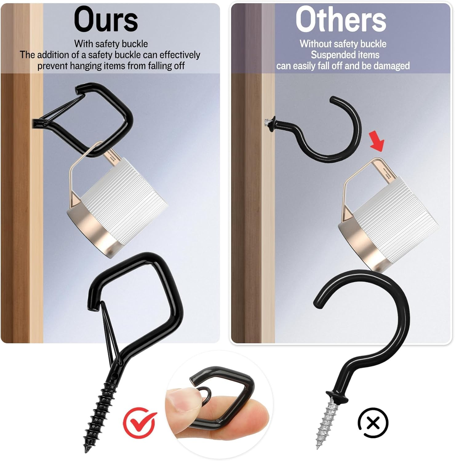 Hooks for Outdoor String Lights Ceiling 24Pcs Screw Hooks for Hanging Plants Hooks for Hanging Heavy Duty Hanging Hooks for Outdoor Outdoor Light Hooks Garland Hanger Hooks for Hanging Christmas Light image number 5