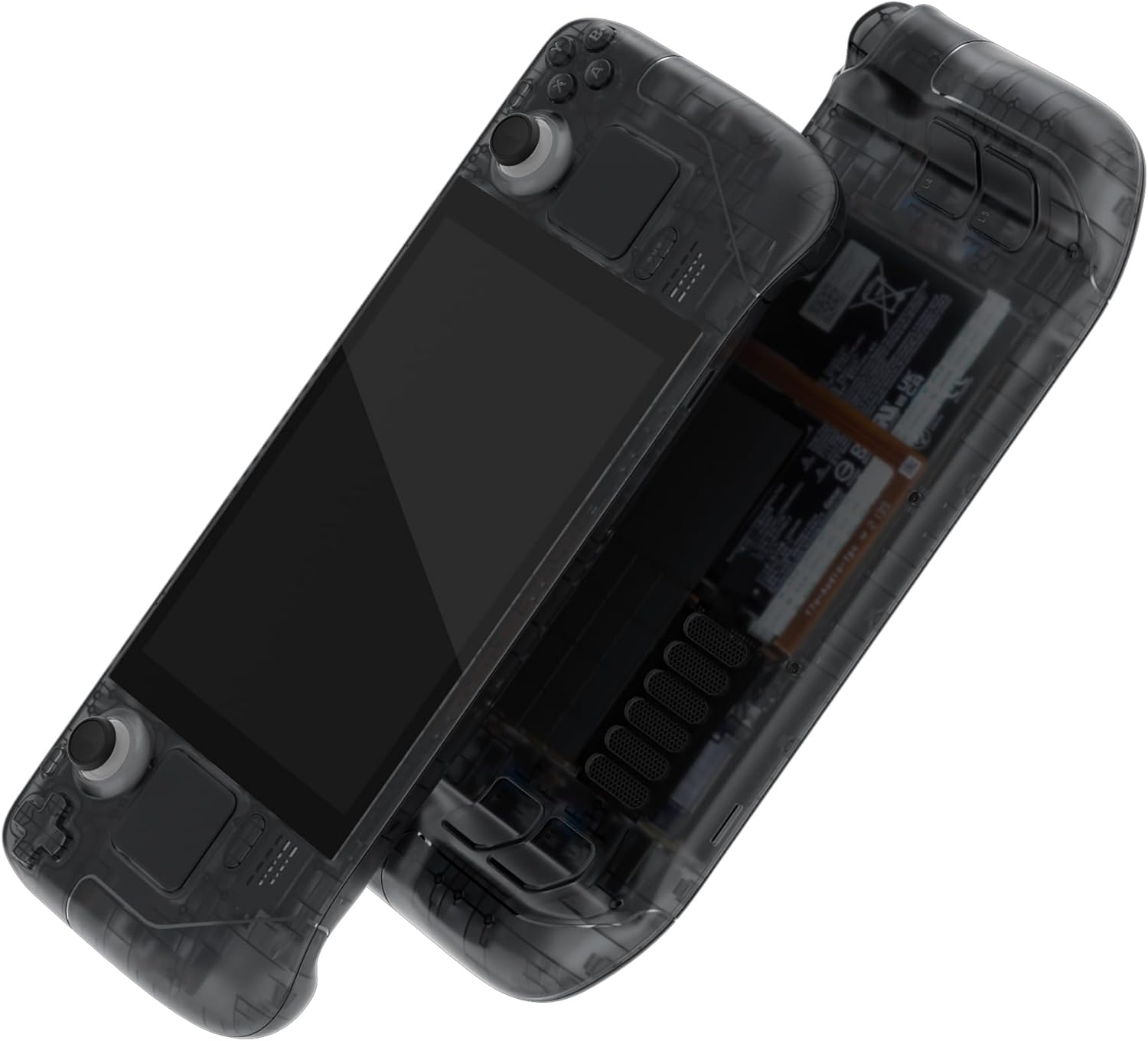 Extremerate Clear Slate Black Custom Faceplate Back Plate Shell for Steam Deck LCD, Handheld Console Replacement Housing Case, DIY Full Set Shell Buttons for Steam Deck Console - Console NOT Included - Clear Blue image number 2