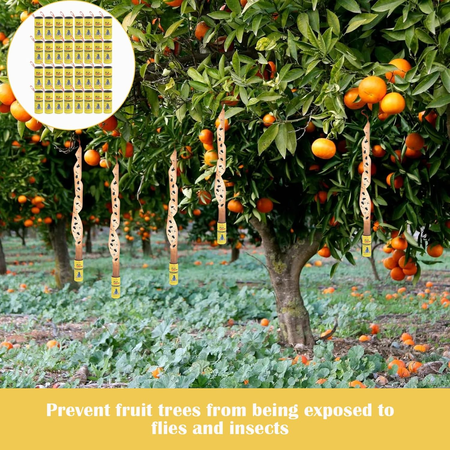 32 Pieces Fly Paper Rolls, Fly Trap Indoor, Pesticide Free Sticky Tape for Indoor and Outdoor Use, Fly Ribbons Traps Housefly Bait Catcher for Fruit Flies, Gnat, Insect, Pest, Mosquito image number 1