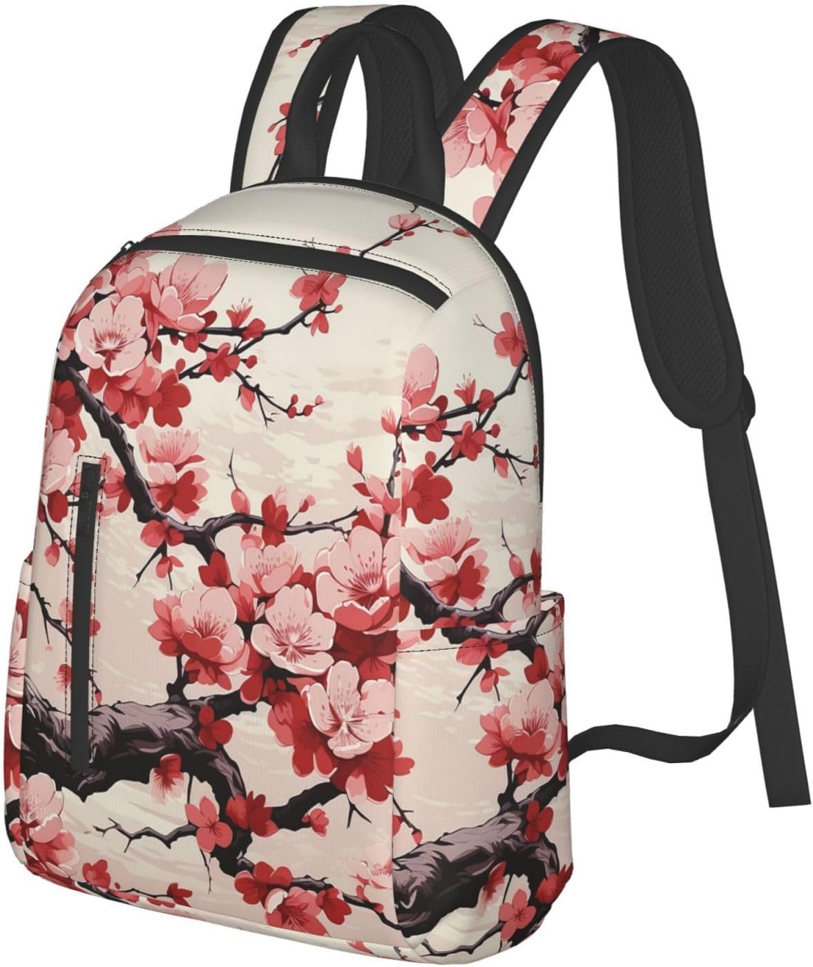 JHLMN Backpack Japanese Floral Cherry Blossom Travel Casual Laptop Backpack Adjustable Hiking Daypack for Men Women - Blue Flame image number 3
